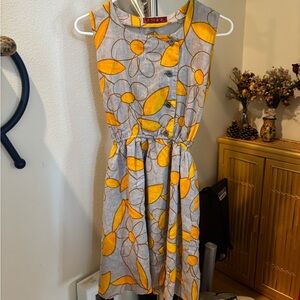 Floral Gray and Yellow Dress